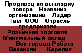 Продавец на выкладку товара › Название организации ­ Лидер Тим, ООО › Отрасль предприятия ­ Розничная торговля › Минимальный оклад ­ 17 600 - Все города Работа » Вакансии   . Карелия респ.